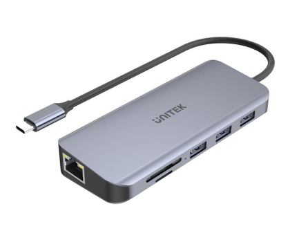 Akcesoria UNITEK USB-C - 3x USB 3.1, HDMI, RJ-45, SD, PD100W D1026B